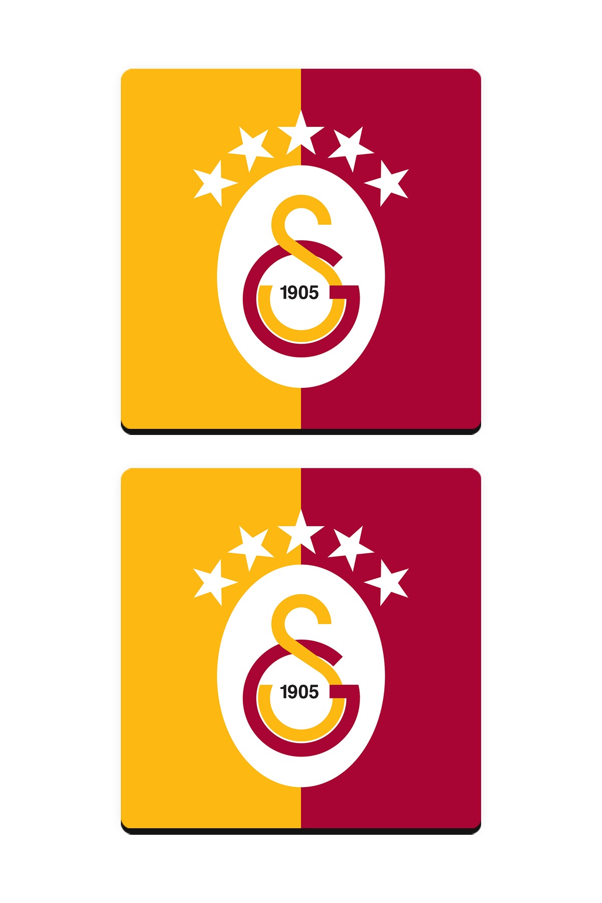 Galatasaray 5 Yıldız Ahşap Bardak Altlığı 2'li Set