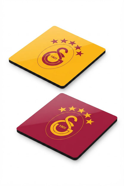 Galatasaray 5 Yıldız Sarı Kırmızı Ahşap Bardak Altlığı