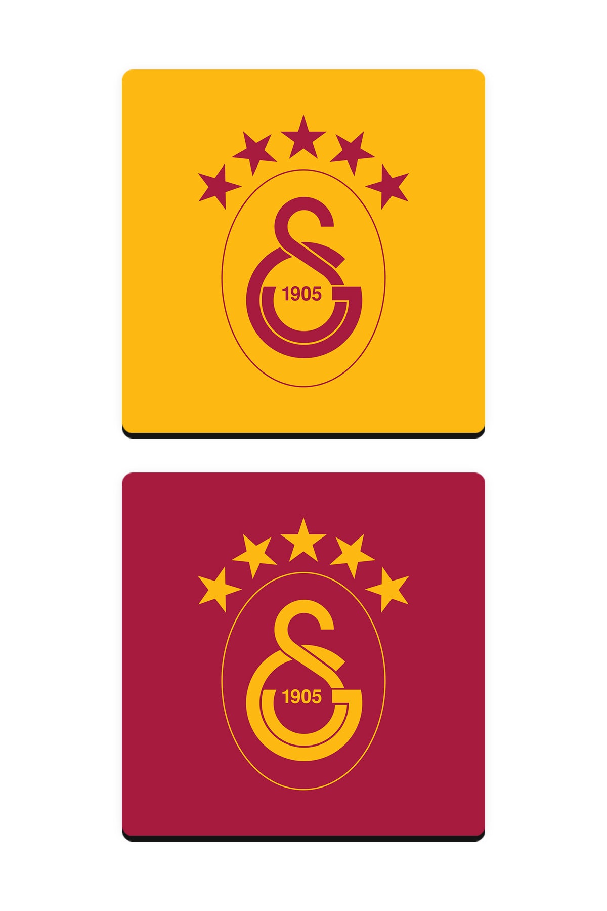 Galatasaray 5 Yıldız Sarı Kırmızı Ahşap Bardak Altlığı 2'li Set