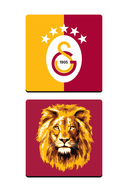 Galatasaray Aslan Ahşap Bardak Altlığı 2'li Set
