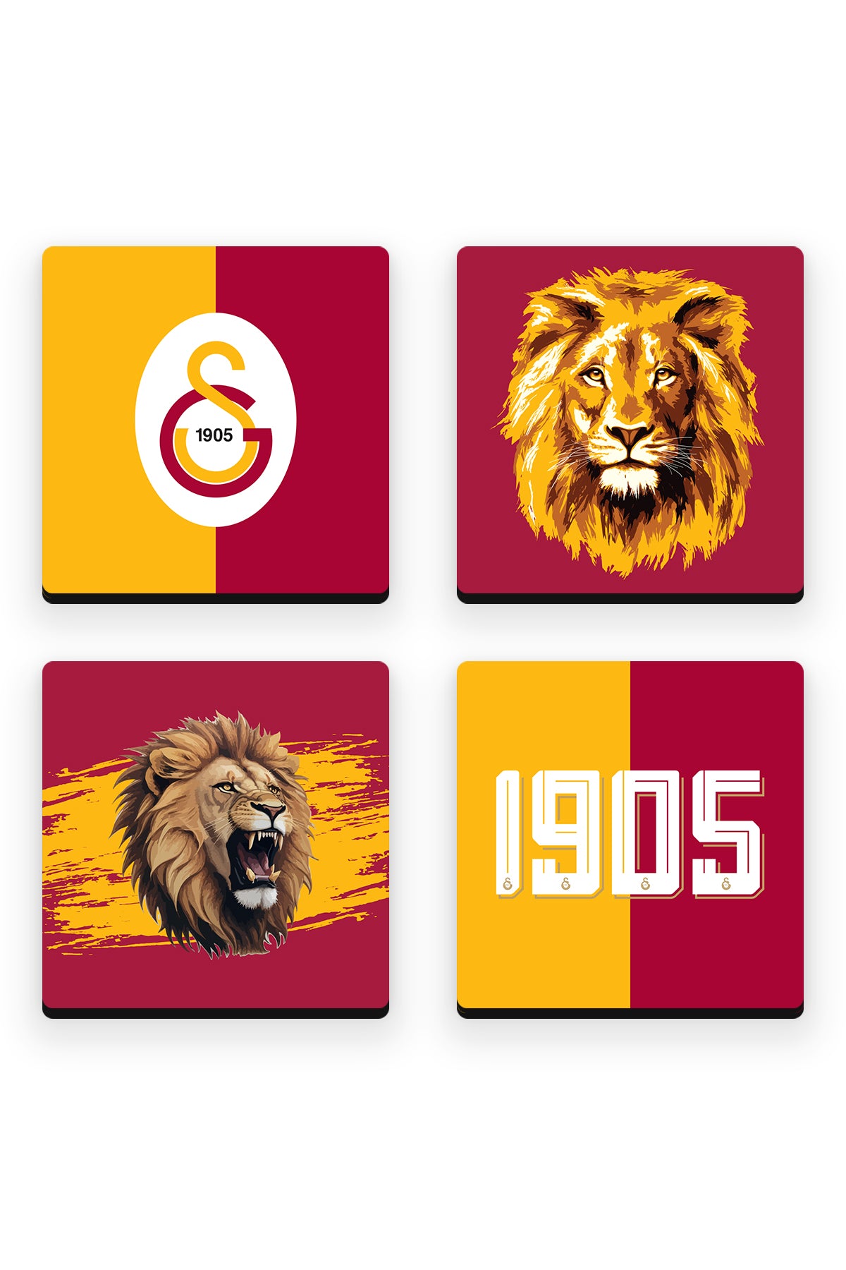 Galatasaray Aslan Ahşap Bardak Altlığı 4'lü Set