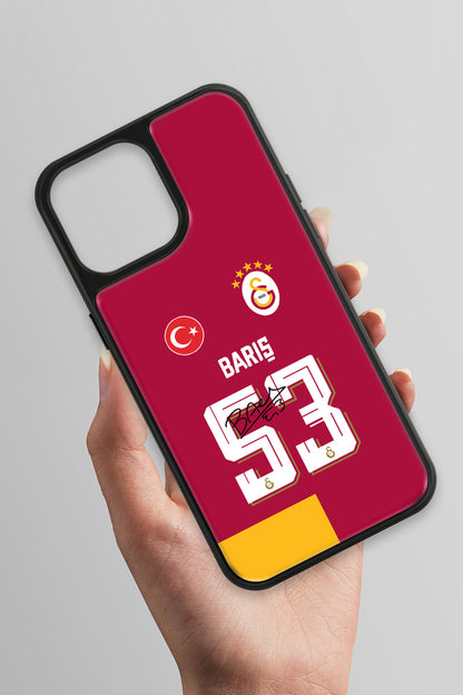 Galatasaray iPhone 13 Pro Max Cam Kılıf Parçalı Forma