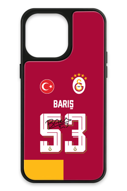Galatasaray Barış Alper Yılmaz Parçalı Forma iPhone 14 Pro Max Cam Telefon Kılıfı