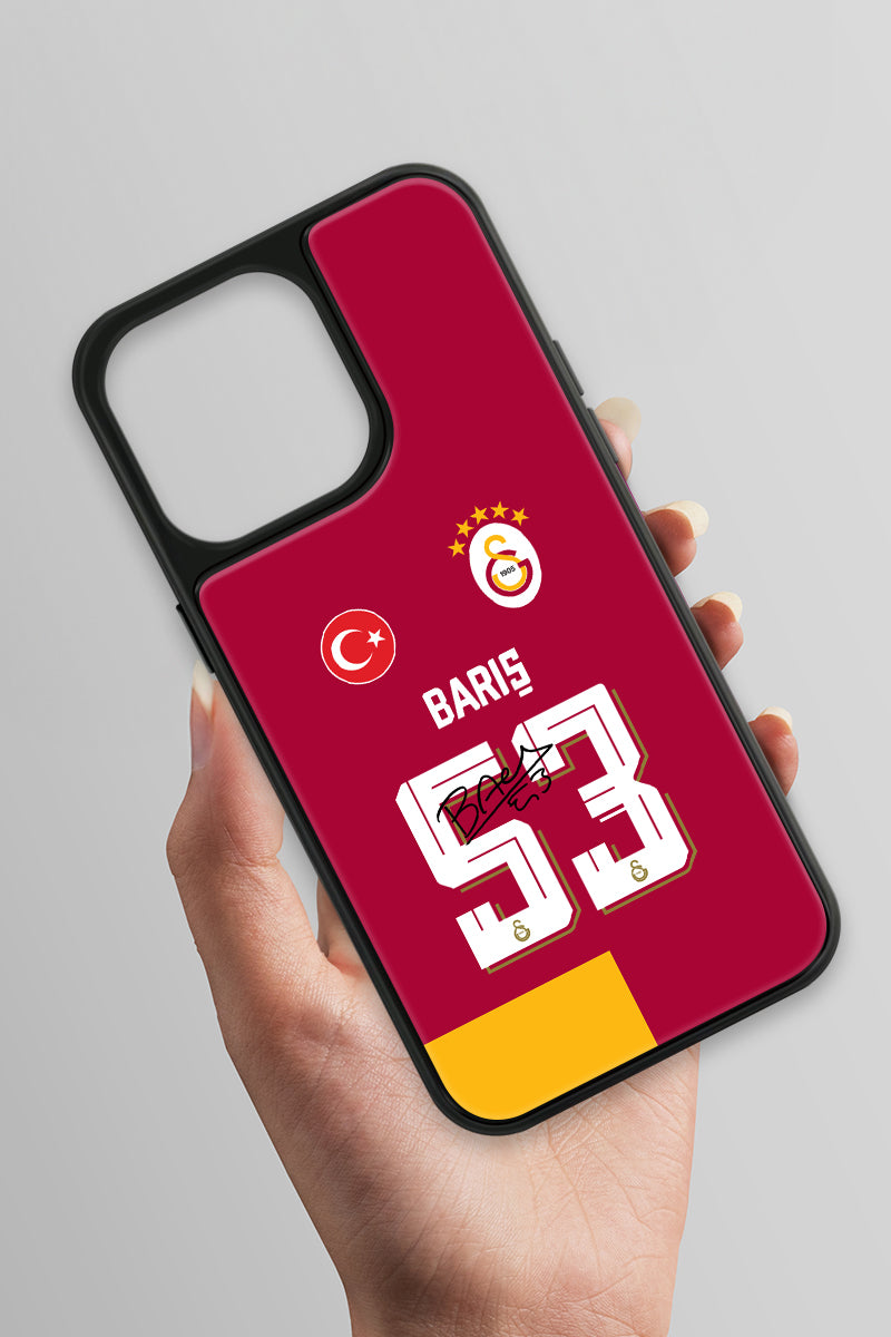Galatasaray iPhone 15 Pro Max Cam Kılıf Parçalı Forma