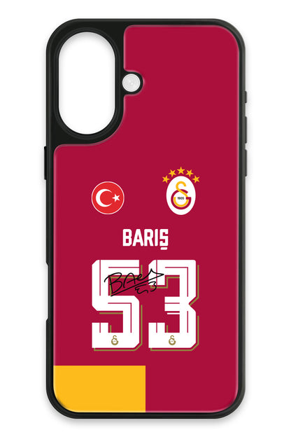 Galatasaray Barış Alper Yılmaz Parçalı Forma iPhone 16 Cam Telefon Kılıfı