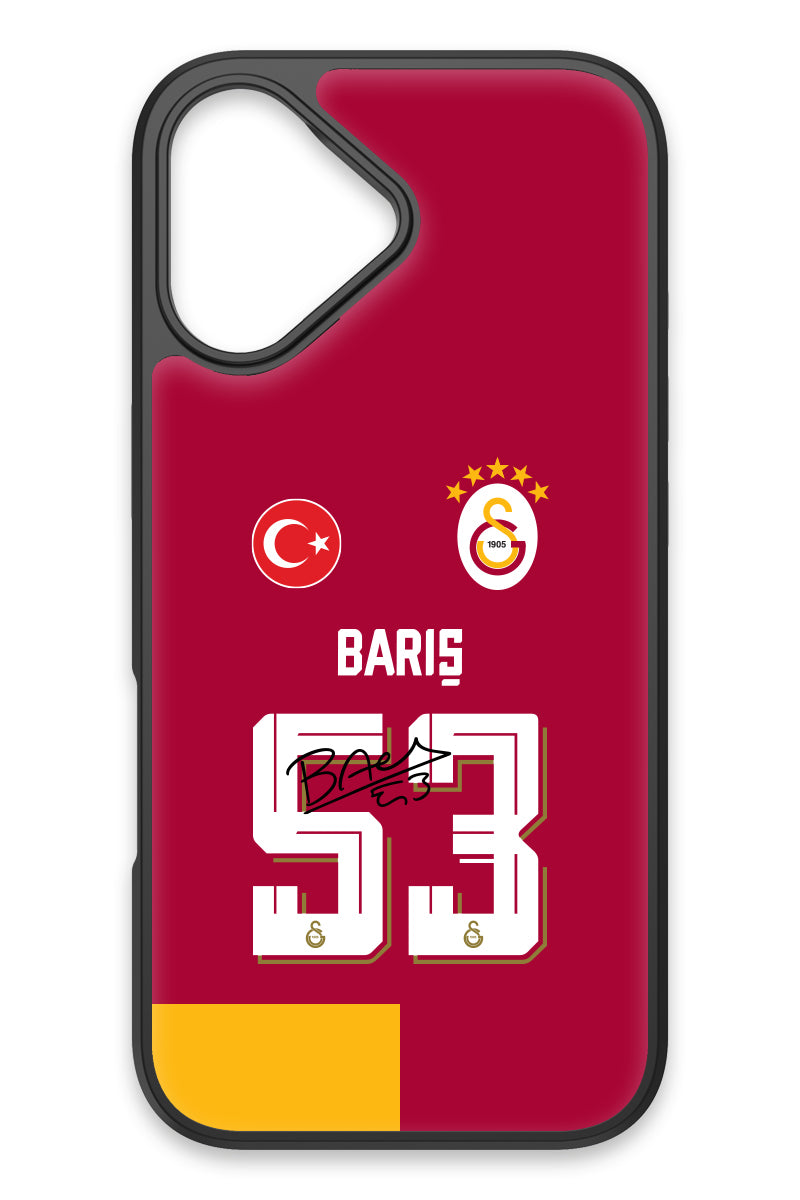 Galatasaray Barış Alper Yılmaz Parçalı Forma iPhone 17 Cam Telefon Kılıfı