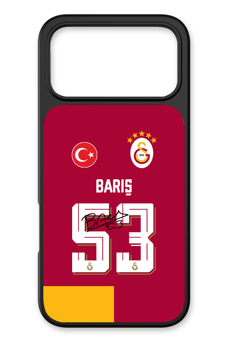 Galatasaray Barış Alper Yılmaz Parçalı Forma iPhone 17 Pro Max Cam Telefon Kılıfı