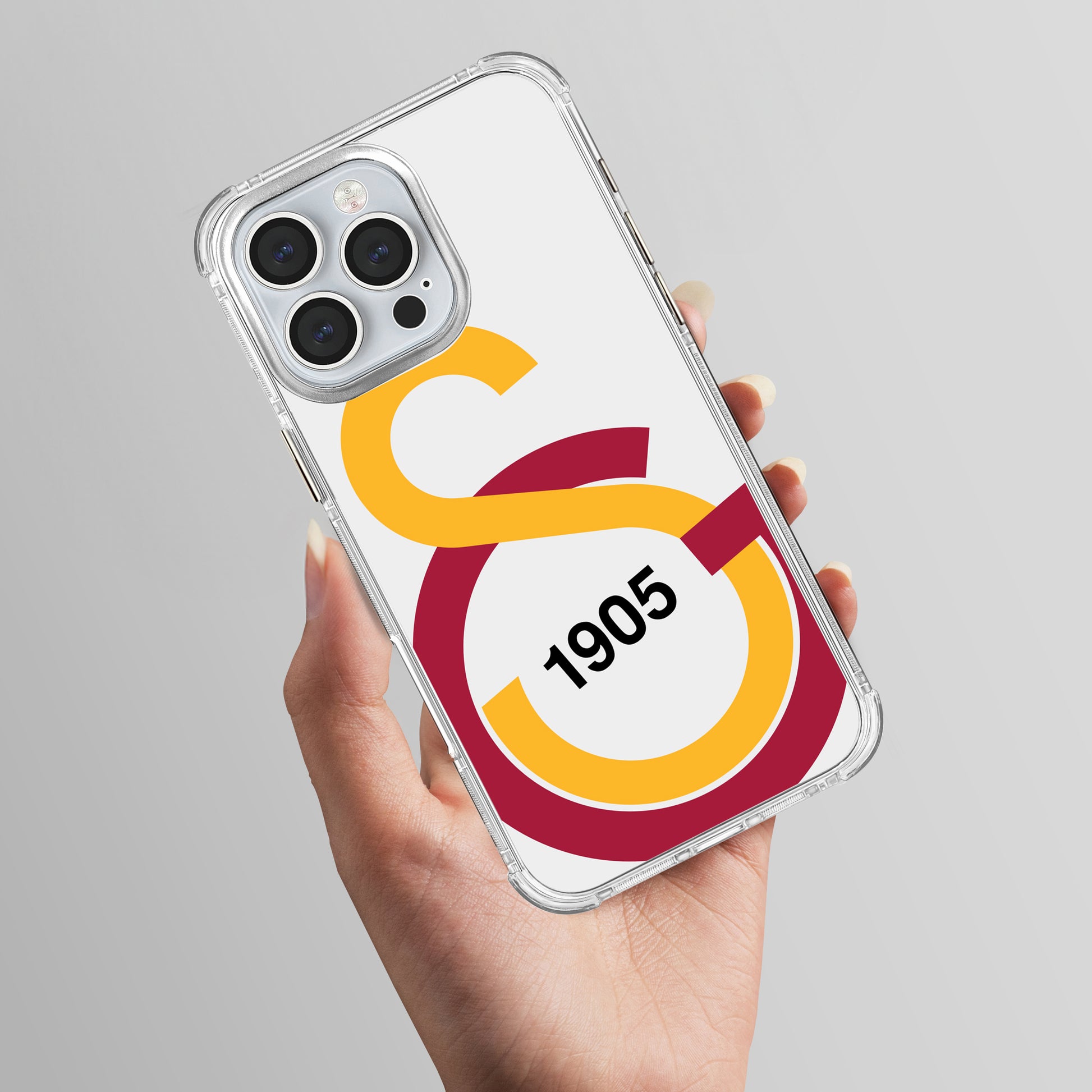 Galatasaray Büyük Logo Şeffaf iPhone 16 Pro Max Telefon Kılıfı