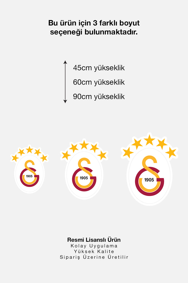 Galatasaray Duvar Sticker 5 Yıldız Arma - Lisanslı Orijinal
