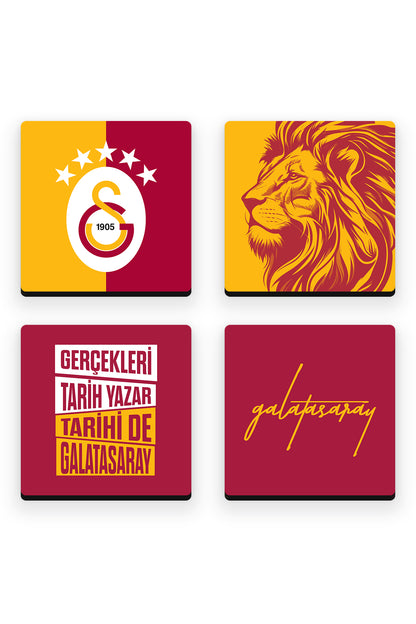 Galatasaray Gerçekleri Tarih Yazar Ahşap Bardak Altlığı 4'lü Set