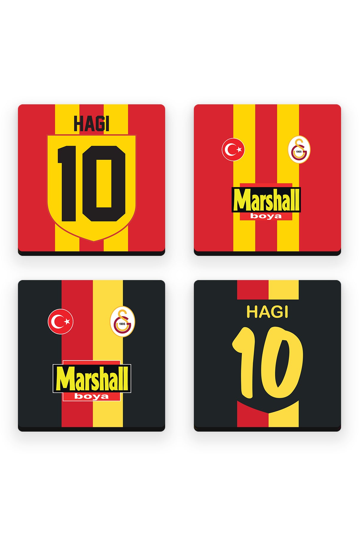 Galatasaray Gheorghe Hagi Retro Ahşap Bardak Altlığı 4'lü Set