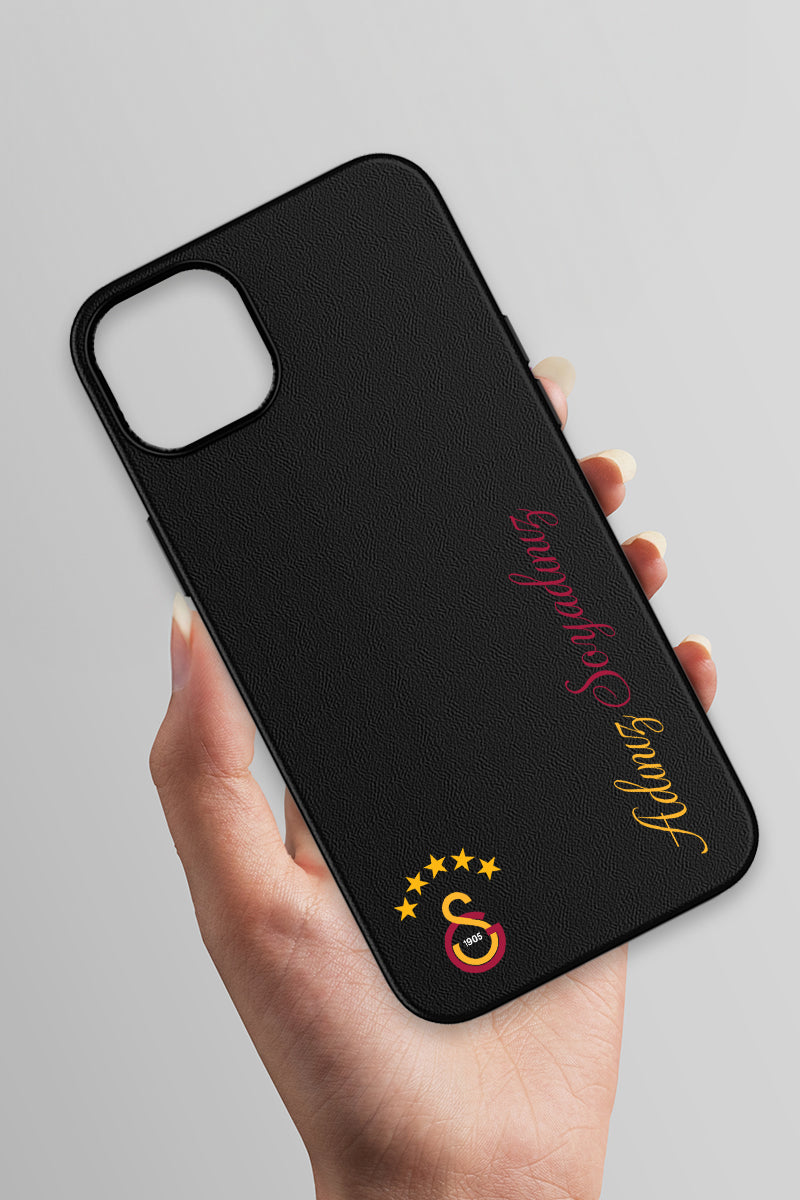 Galatasaray Kişiye Özel 5 Yıldız Arma iPhone 14 Deri Kılıf