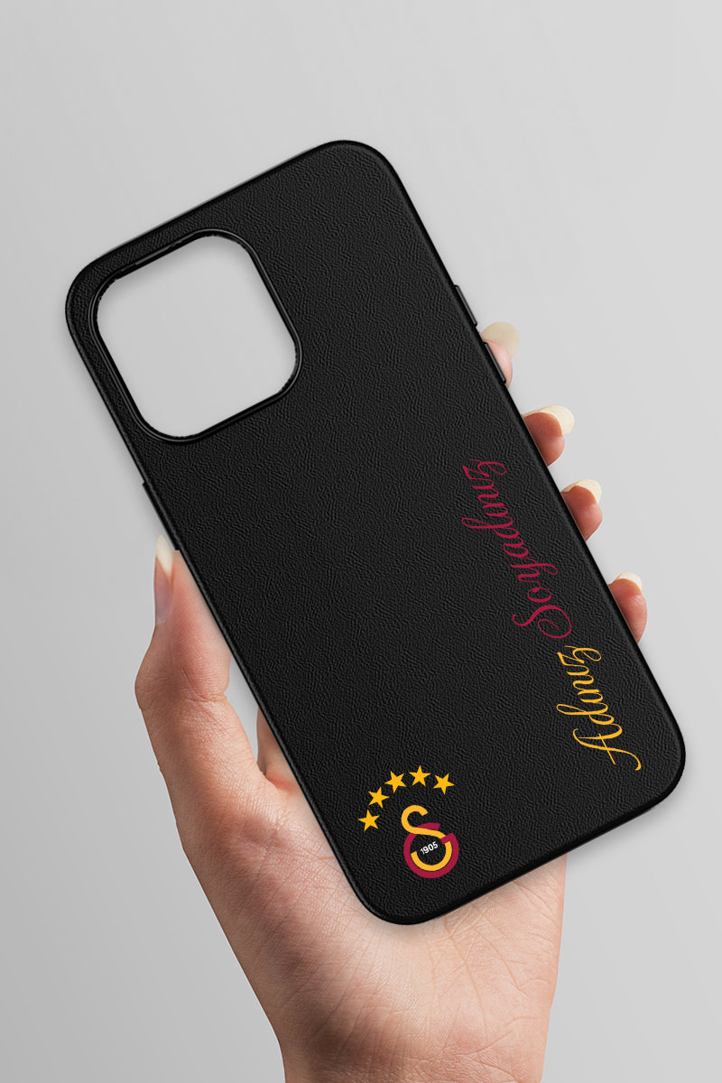 Galatasaray Kişiye Özel 5 Yıldız Arma iPhone 14 Pro Deri Kılıf