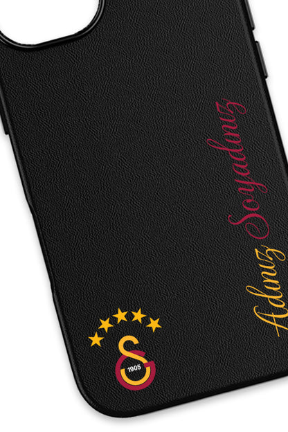 Galatasaray Kişiye Özel 5 Yıldız Arma iPhone 17 Deri Kılıf