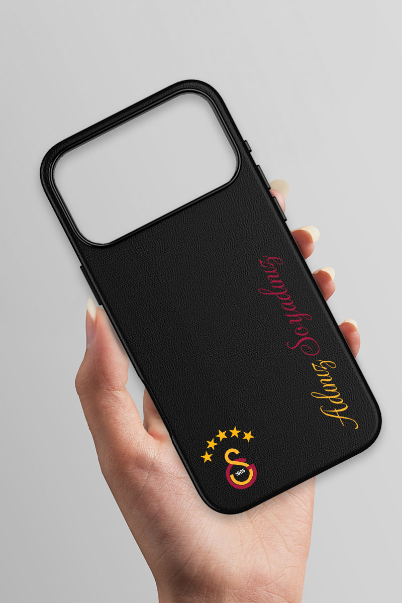 Galatasaray Kişiye Özel 5 Yıldız Arma iPhone 18 Pro Deri Kılıf