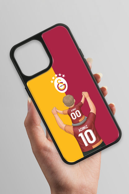 Galatasaray Kişiye Özel Baba Oğul iPhone 13 Pro Max Cam Kılıf