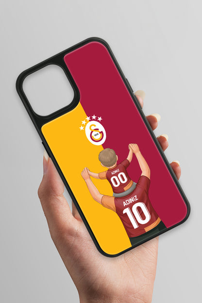Galatasaray Kişiye Özel Baba Oğul iPhone 14 Cam Kılıf