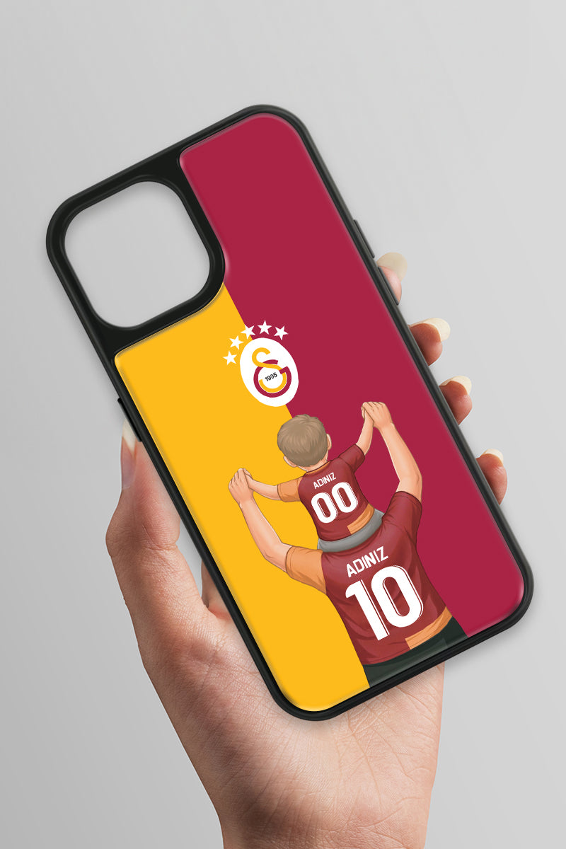 Galatasaray Kişiye Özel Baba Oğul iPhone 15 Cam Kılıf