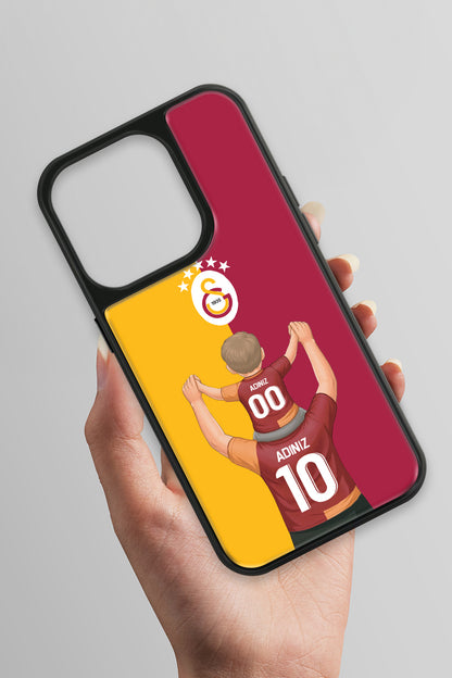 Galatasaray Kişiye Özel Baba Oğul iPhone 15 Pro Cam Kılıf