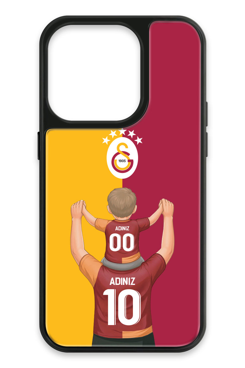 Galatasaray Kişiye Özel Baba Oğul iPhone 15 Pro Cam Telefon Kılıfı