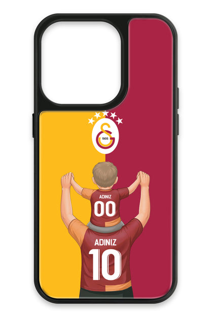 Galatasaray Kişiye Özel Baba Oğul iPhone 15 Pro Cam Telefon Kılıfı