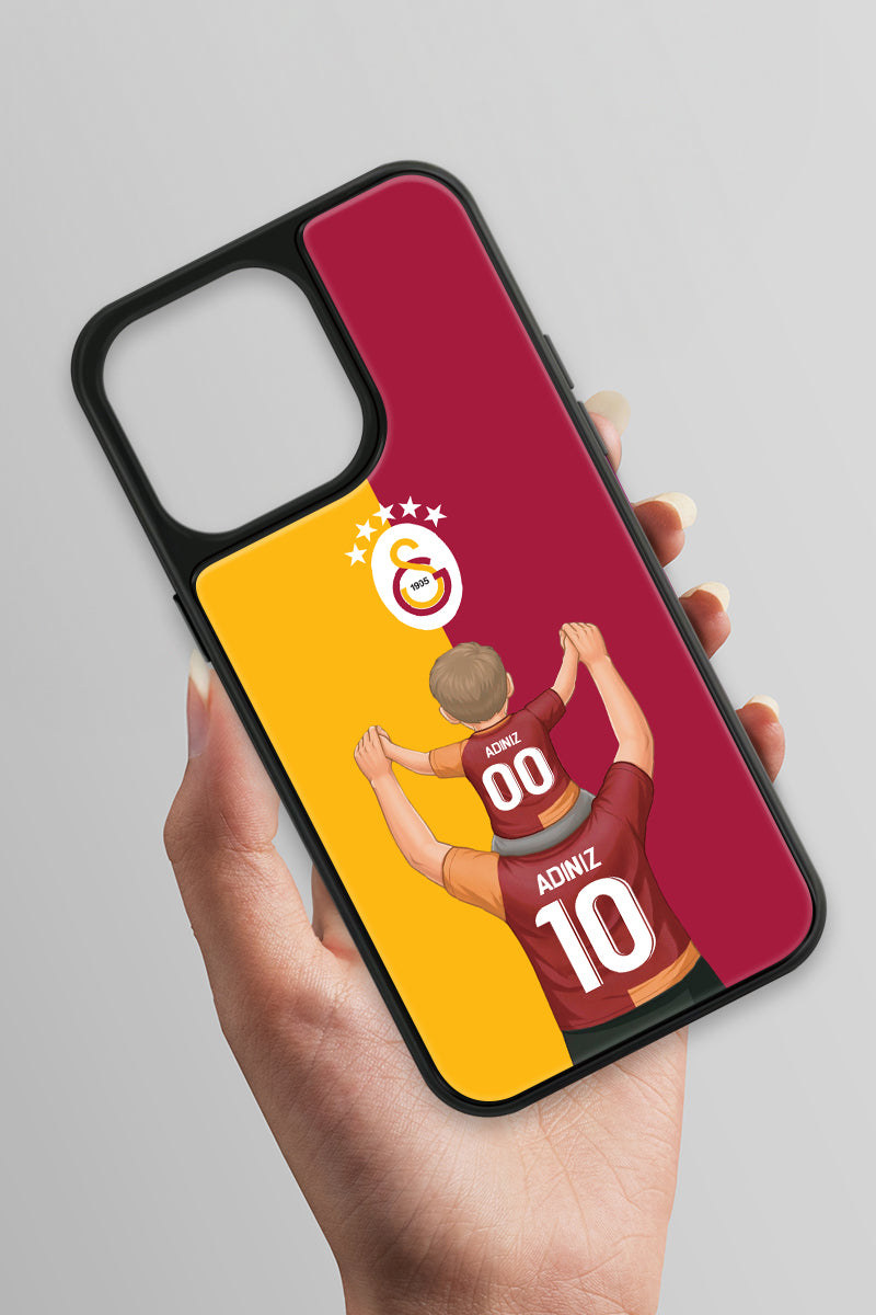 Galatasaray Kişiye Özel Baba Oğul iPhone 15 Pro Max Cam Kılıf
