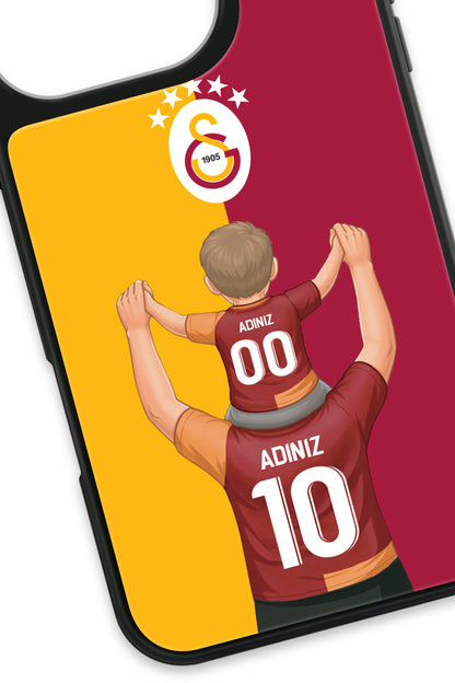 Galatasaray Kişiye Özel Baba Oğul iPhone 16 Pro Cam Kılıf