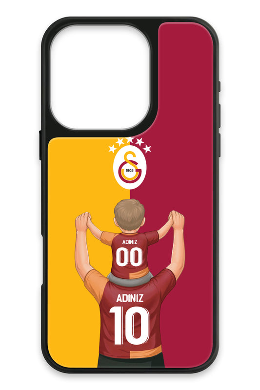Galatasaray Kişiye Özel Baba Oğul iPhone 16 Pro Cam Telefon Kılıfı