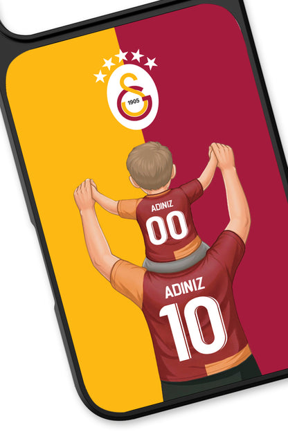Galatasaray Kişiye Özel Baba Oğul iPhone 17 Pro Max Cam Kılıf