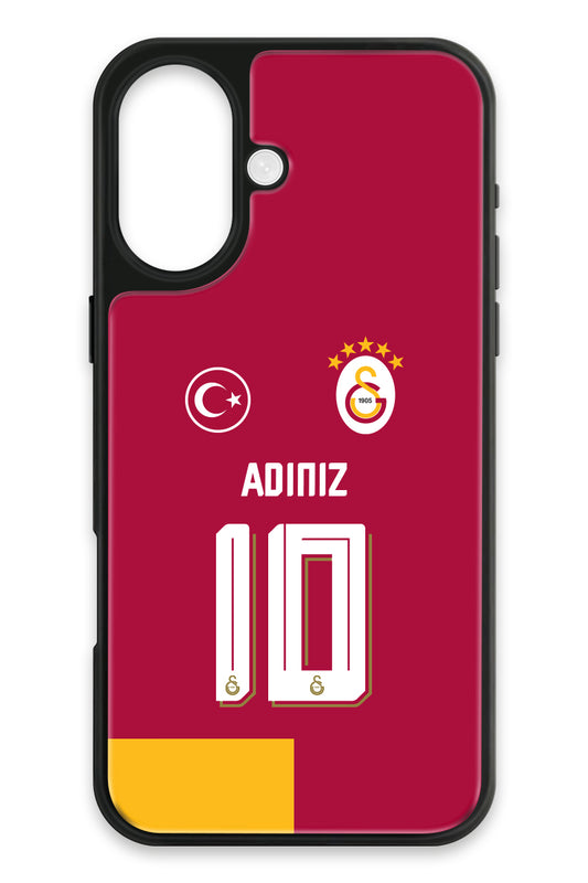 Galatasaray Kişiye Özel Parçalı Forma iPhone 16 Cam Telefon Kılıfı