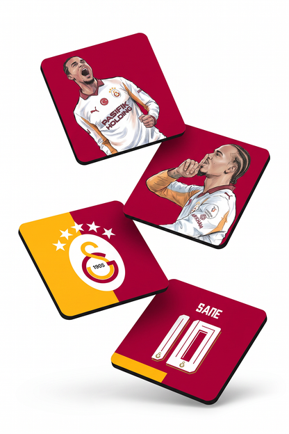 Sane 10 Forma ve Galatasaray Arma Ahşap Bardak Altlığı