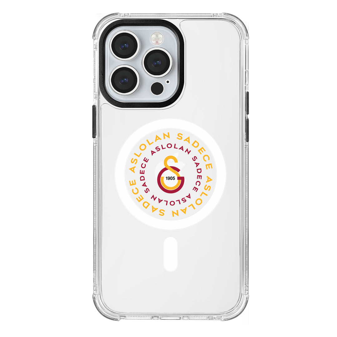 Galatasaray Magsafe Aslolan Şeffaf iPhone 13 Pro Telefon Kılıfı