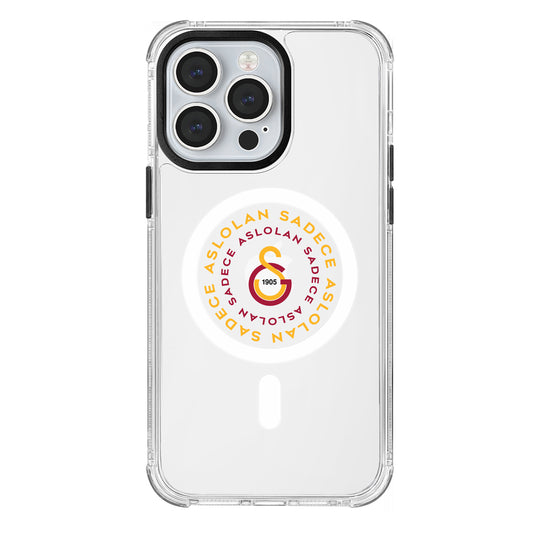 Galatasaray Magsafe Aslolan Şeffaf iPhone 13 Pro Telefon Kılıfı