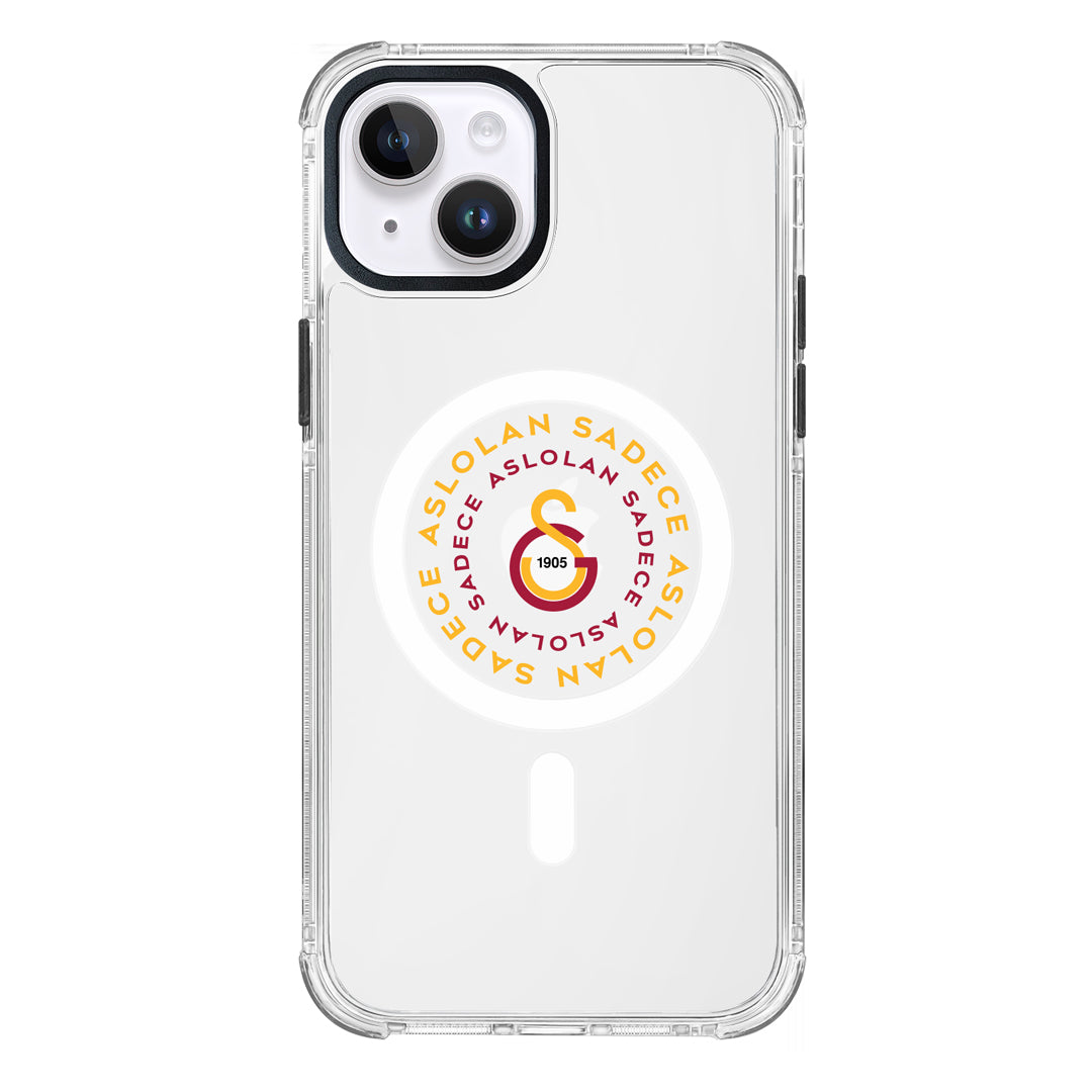 Galatasaray Magsafe Aslolan Şeffaf iPhone 13 Telefon Kılıfı