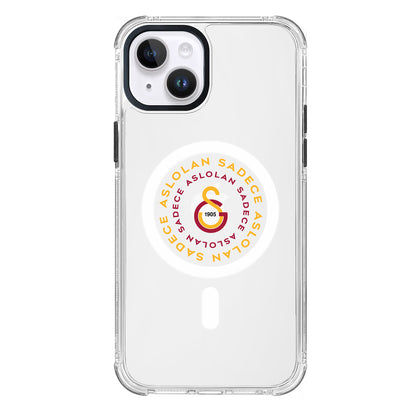 Galatasaray Magsafe Aslolan Şeffaf iPhone 13 Telefon Kılıfı