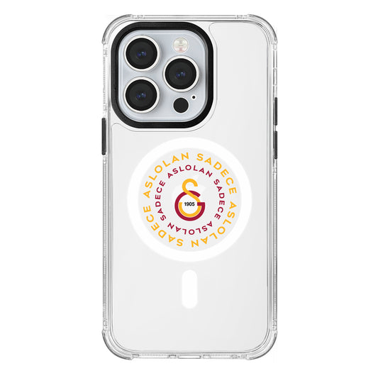 Galatasaray Magsafe Aslolan Şeffaf iPhone 14 Pro Telefon Kılıfı