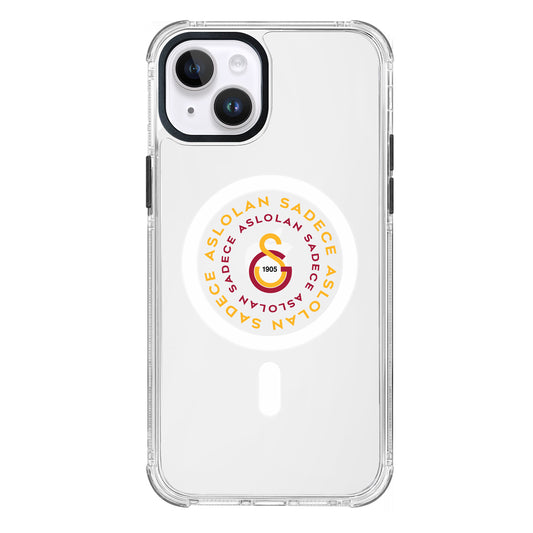 Galatasaray Magsafe Aslolan Şeffaf iPhone 14 Telefon Kılıfı