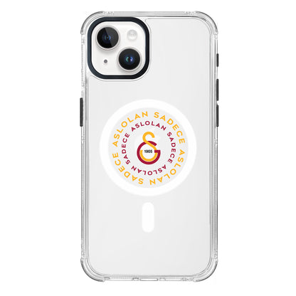Galatasaray Magsafe Aslolan Şeffaf iPhone 15 Telefon Kılıfı