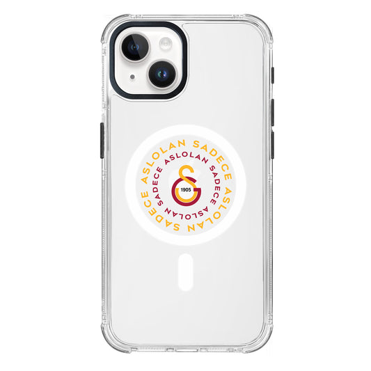 Galatasaray Magsafe Aslolan Şeffaf iPhone 15 Telefon Kılıfı