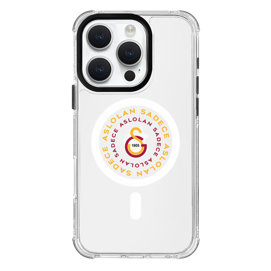 Galatasaray Magsafe Aslolan Şeffaf iPhone 16 Pro Telefon Kılıfı