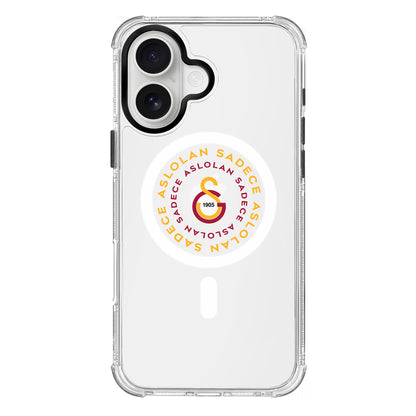Galatasaray Magsafe Aslolan Şeffaf iPhone 16 Telefon Kılıfı
