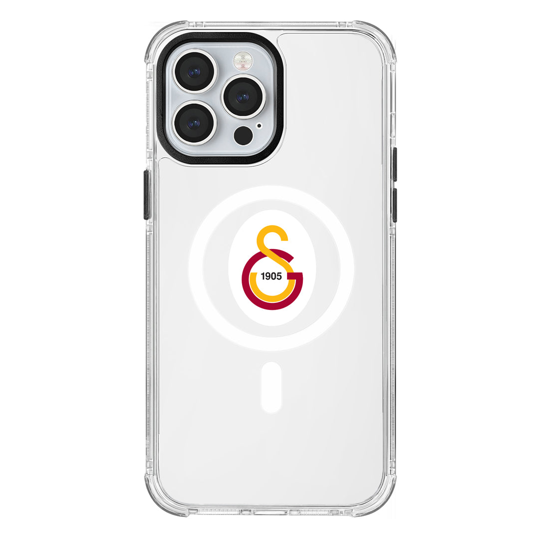 Galatasaray Magsafe Parçalı Logo Şeffaf iPhone 13 Pro Max Telefon Kılıfı