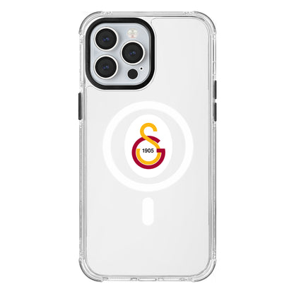 Galatasaray Magsafe Parçalı Logo Şeffaf iPhone 13 Pro Max Telefon Kılıfı