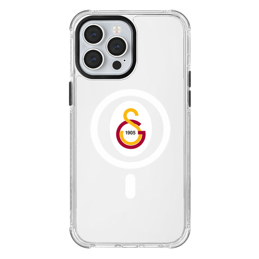 Galatasaray Magsafe Parçalı Logo Şeffaf iPhone 13 Pro Max Telefon Kılıfı