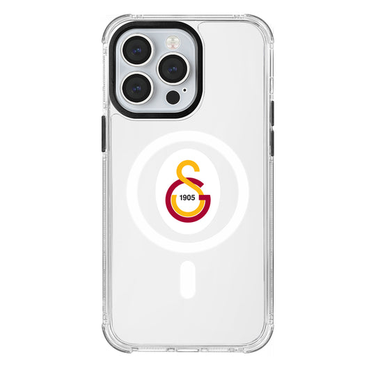 Galatasaray Magsafe Parçalı Logo Şeffaf iPhone 13 Pro Telefon Kılıfı