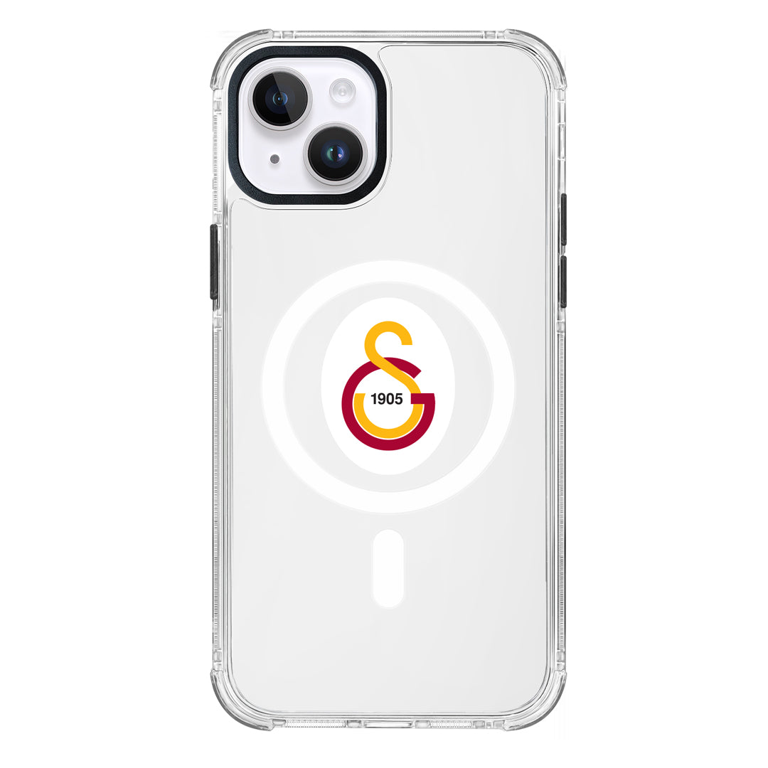 Galatasaray Magsafe Parçalı Logo Şeffaf iPhone 13 Telefon Kılıfı