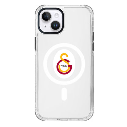 Galatasaray Magsafe Parçalı Logo Şeffaf iPhone 13 Telefon Kılıfı