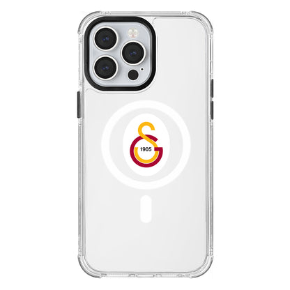 Galatasaray Magsafe Parçalı Logo Şeffaf iPhone 14 Pro Max Telefon Kılıfı