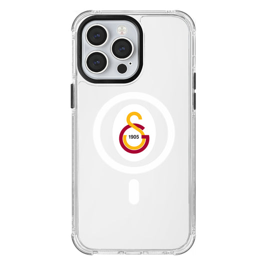 Galatasaray Magsafe Parçalı Logo Şeffaf iPhone 14 Pro Max Telefon Kılıfı