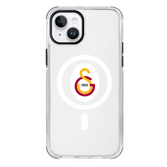 Galatasaray Magsafe Parçalı Logo Şeffaf iPhone 14 Telefon Kılıfı